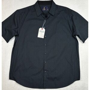Rugby University Mens 3XLB Black Blue Geometric Micro Print Short Sleeve Shirt